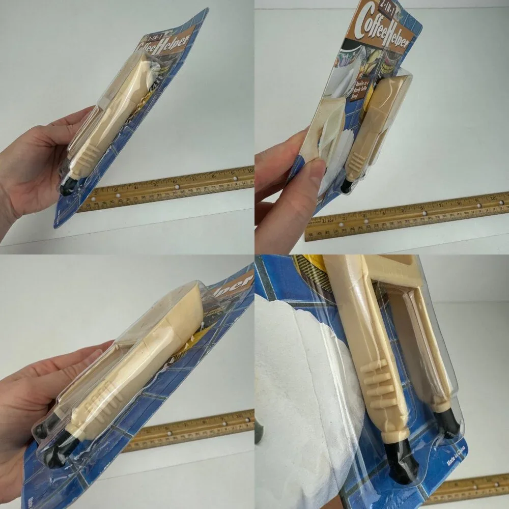 Vtg‎ Sealed Coffee Helper Scoop Filter Lifter Cream Colored Plastic 1/8 Cup Prop